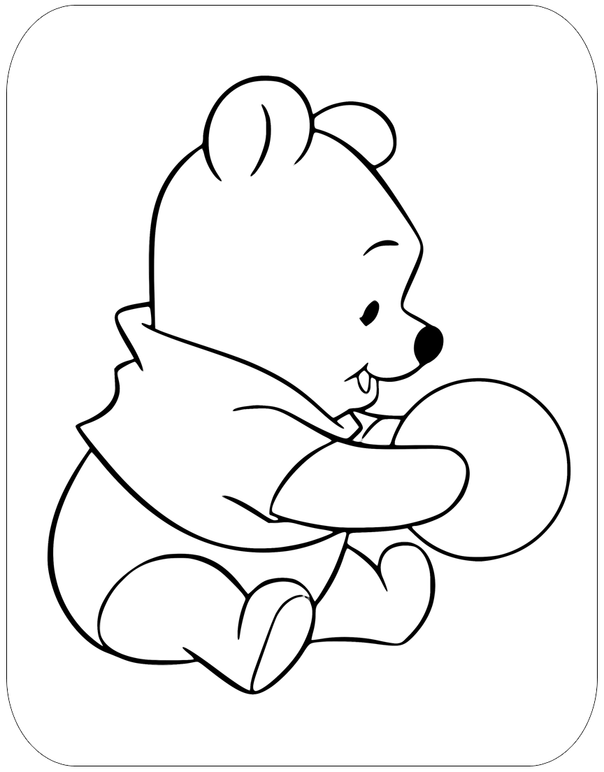 Baby Winnie The Pooh With Ball Coloring Page