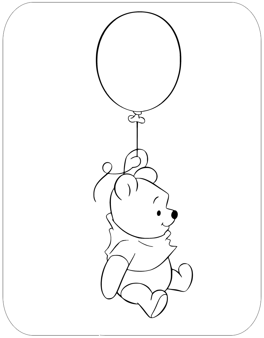 Baby Winnie The Pooh In Joy Coloring Page