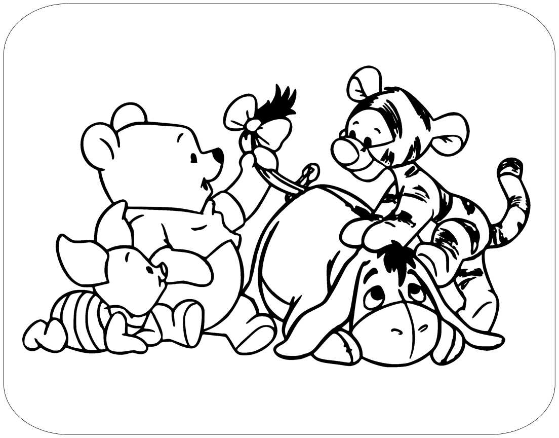 Baby Winnie The Pooh And The Friends Coloring Coloring Page