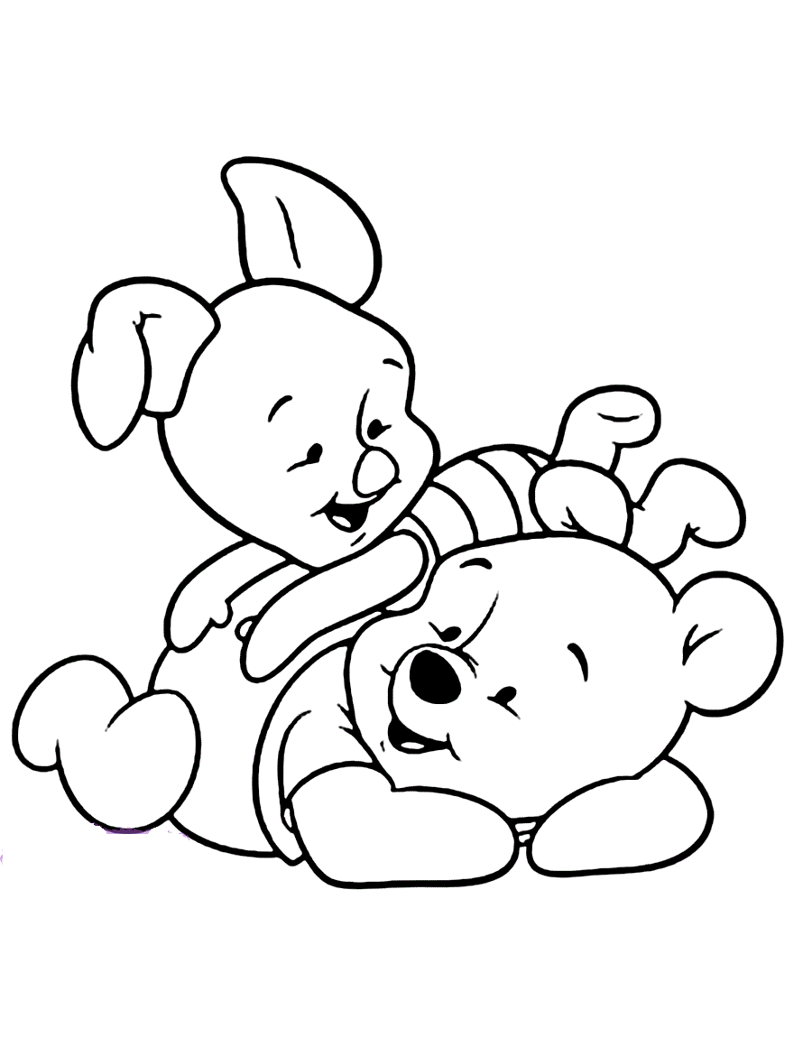 Baby Winnie The Pooh Resting Coloring Page