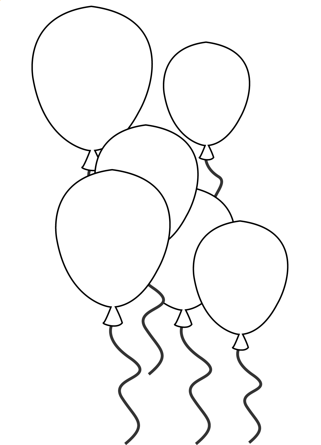 Five Balloons Coloring Page