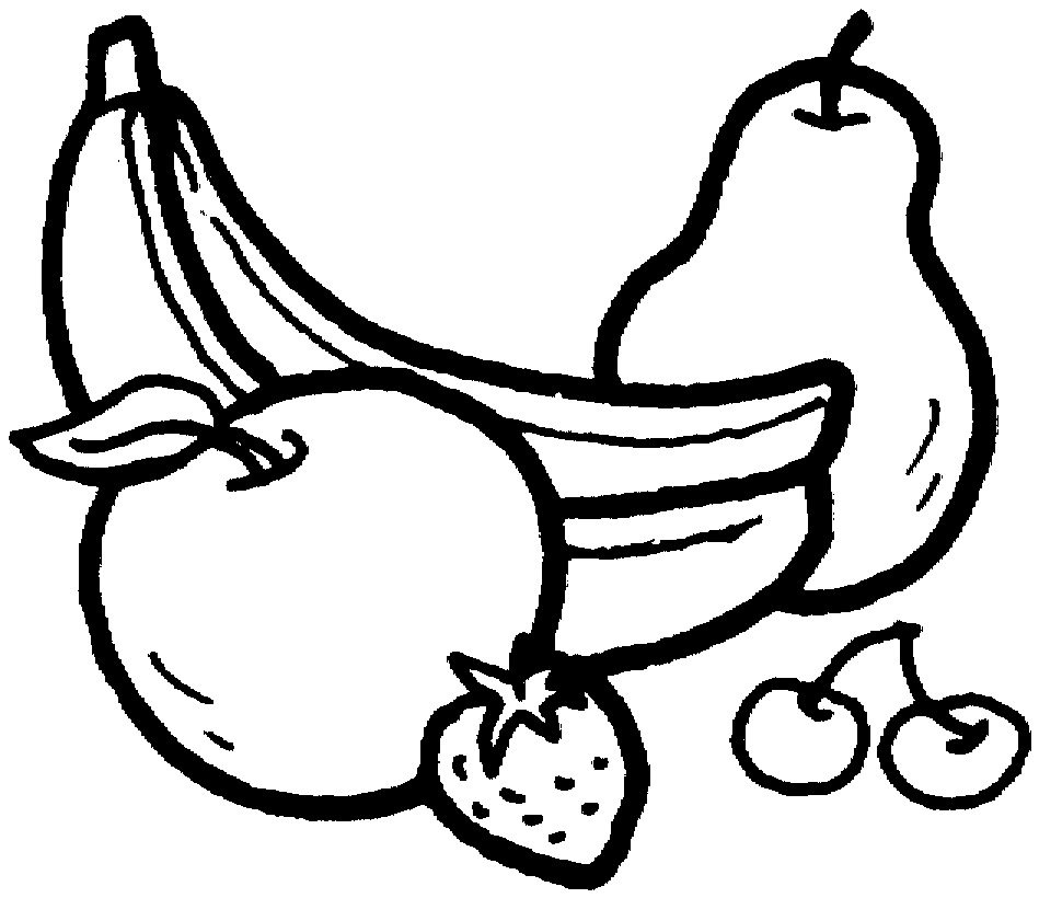 Banana And Many Fruits Coloring Page