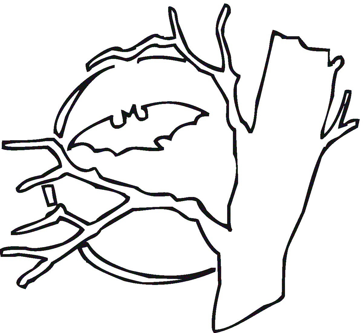 Bat And Tree Coloring Page