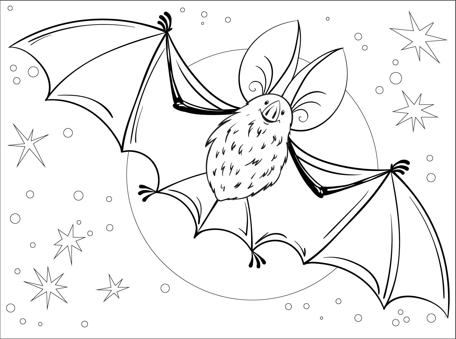 Draw Nice Bat Coloring Page
