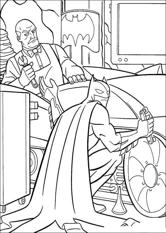 batman and his car coloring page