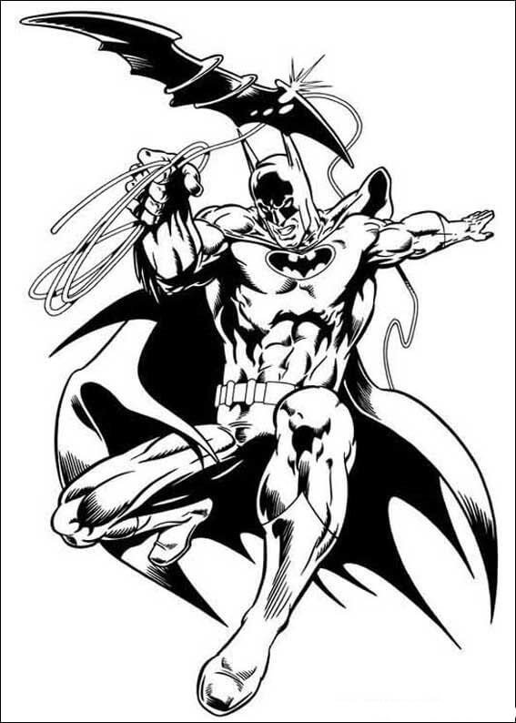 Batman And His Flying Weapon Coloring Page