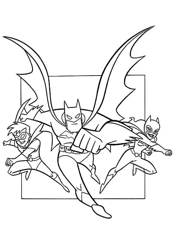 Batman Cat woman And Robin Coloring Page