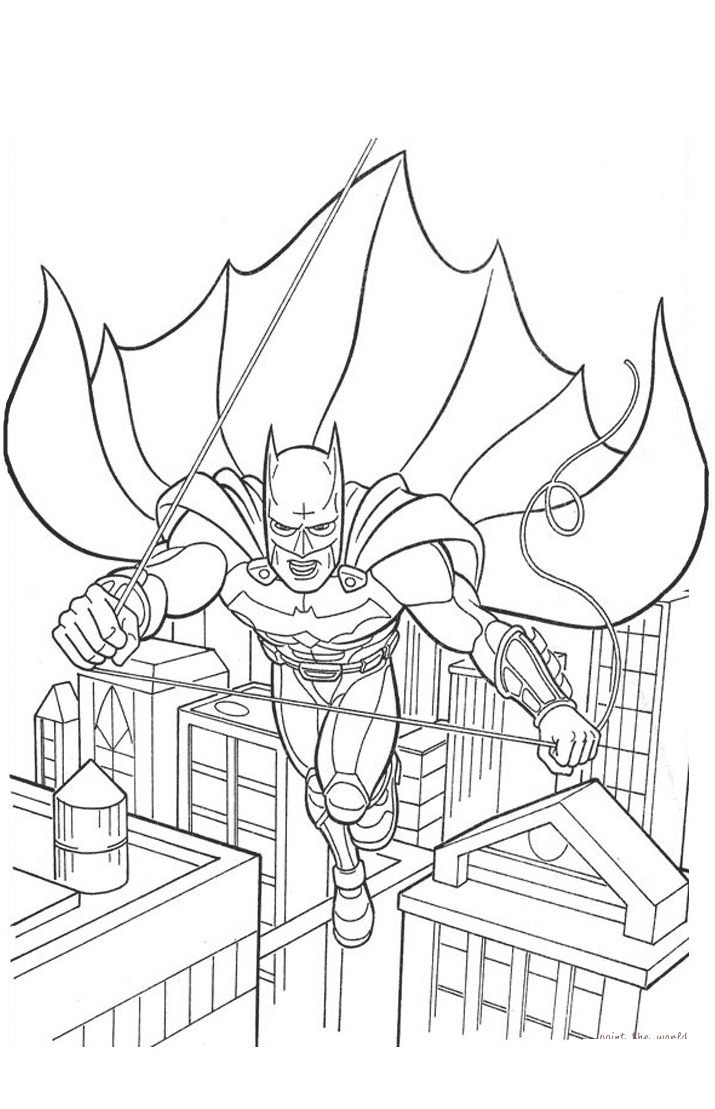 Batman Beyond Flying Down Street Coloring Page