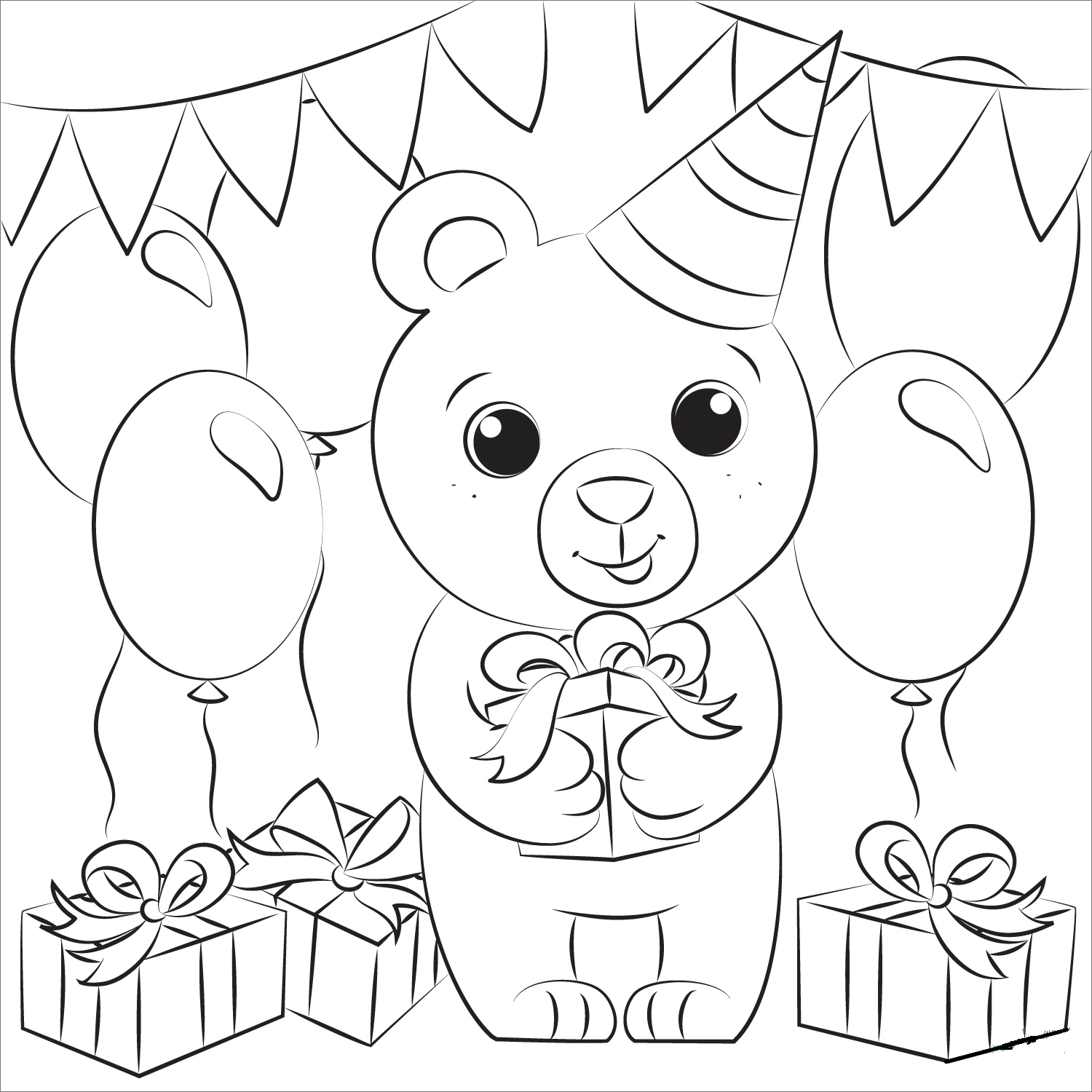 Bears Birthday Coloring Page