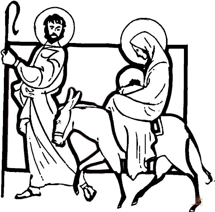 Carrying Baby Jesus Coloring Page Coloring Page