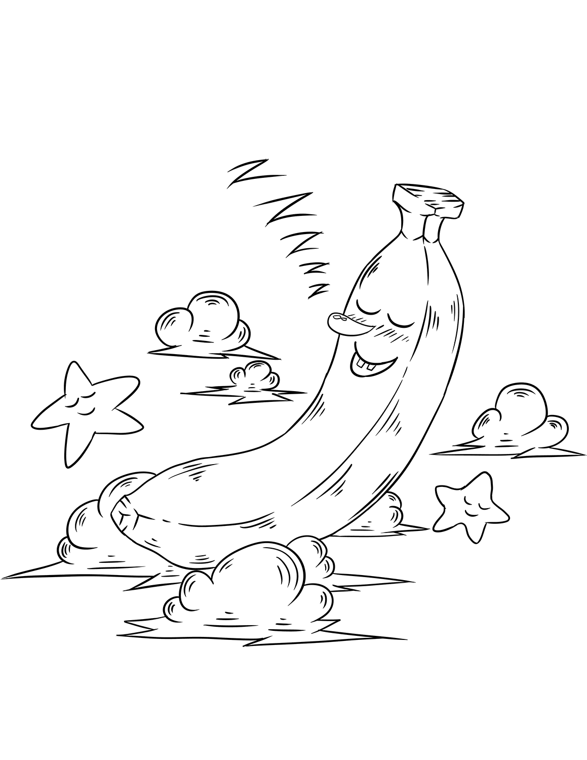 Cartoon Banana Coloring page