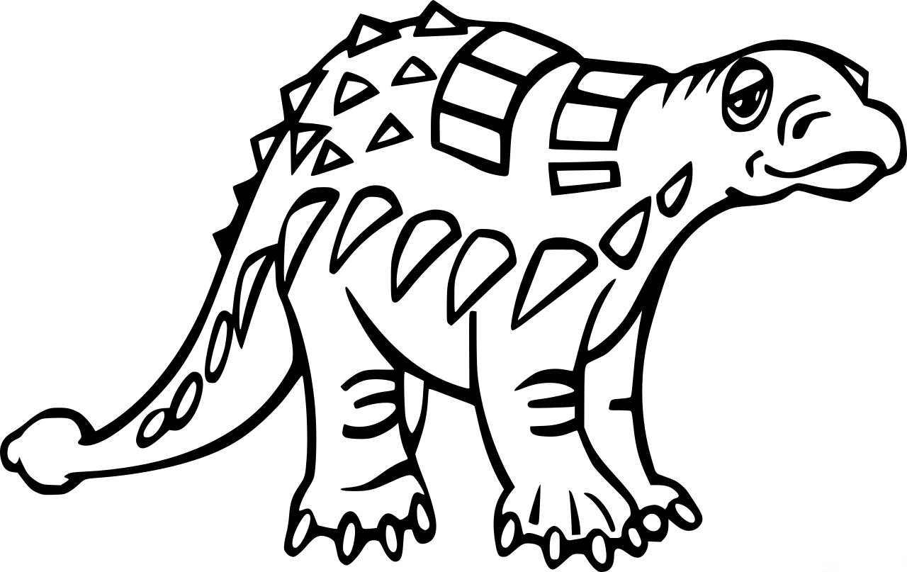 Cute Ankylosaurus Dinosaur Coloring Page