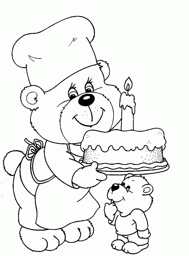 Free Printable Birthday Cake And Chief Coloring Page