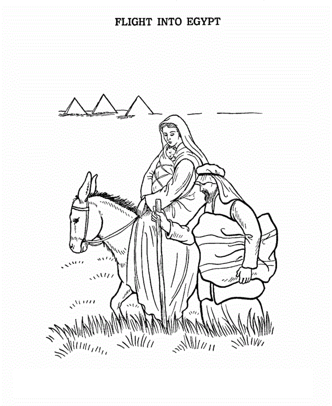 Baby Jesus On Horse Back Coloring Page