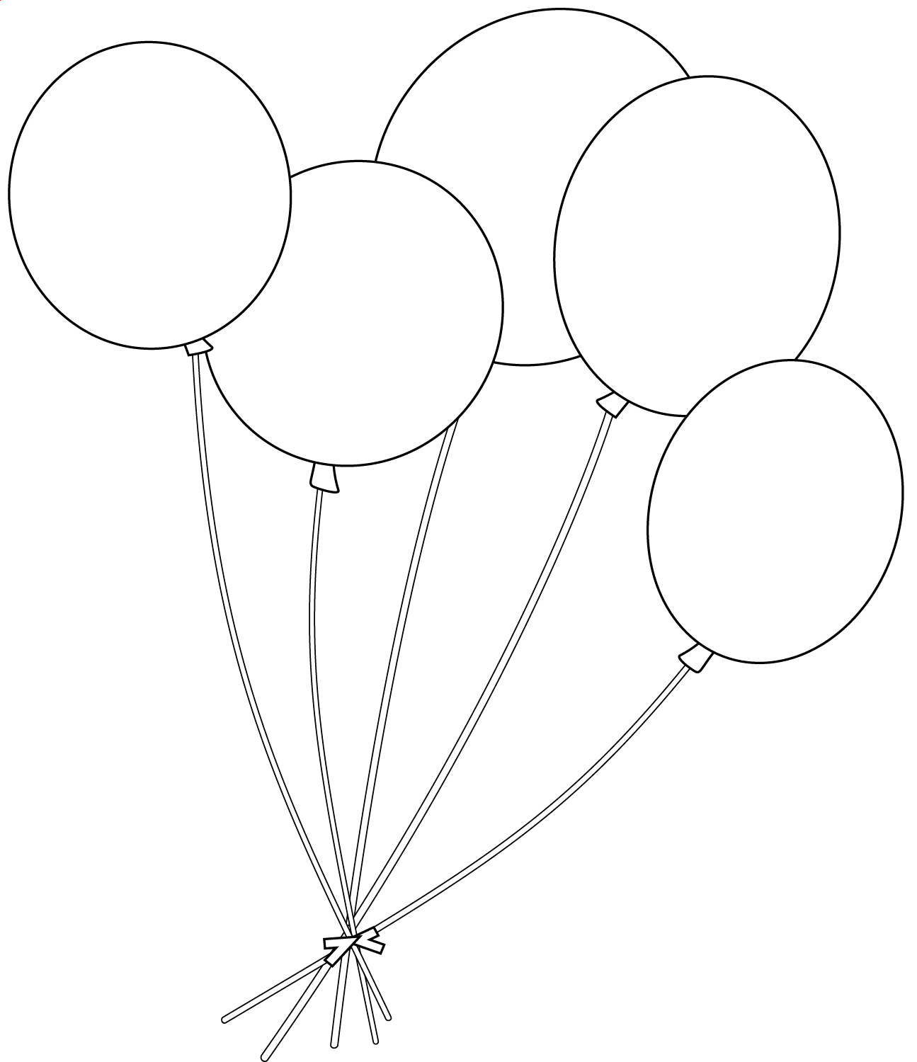 Five Balloons Coloring Page
