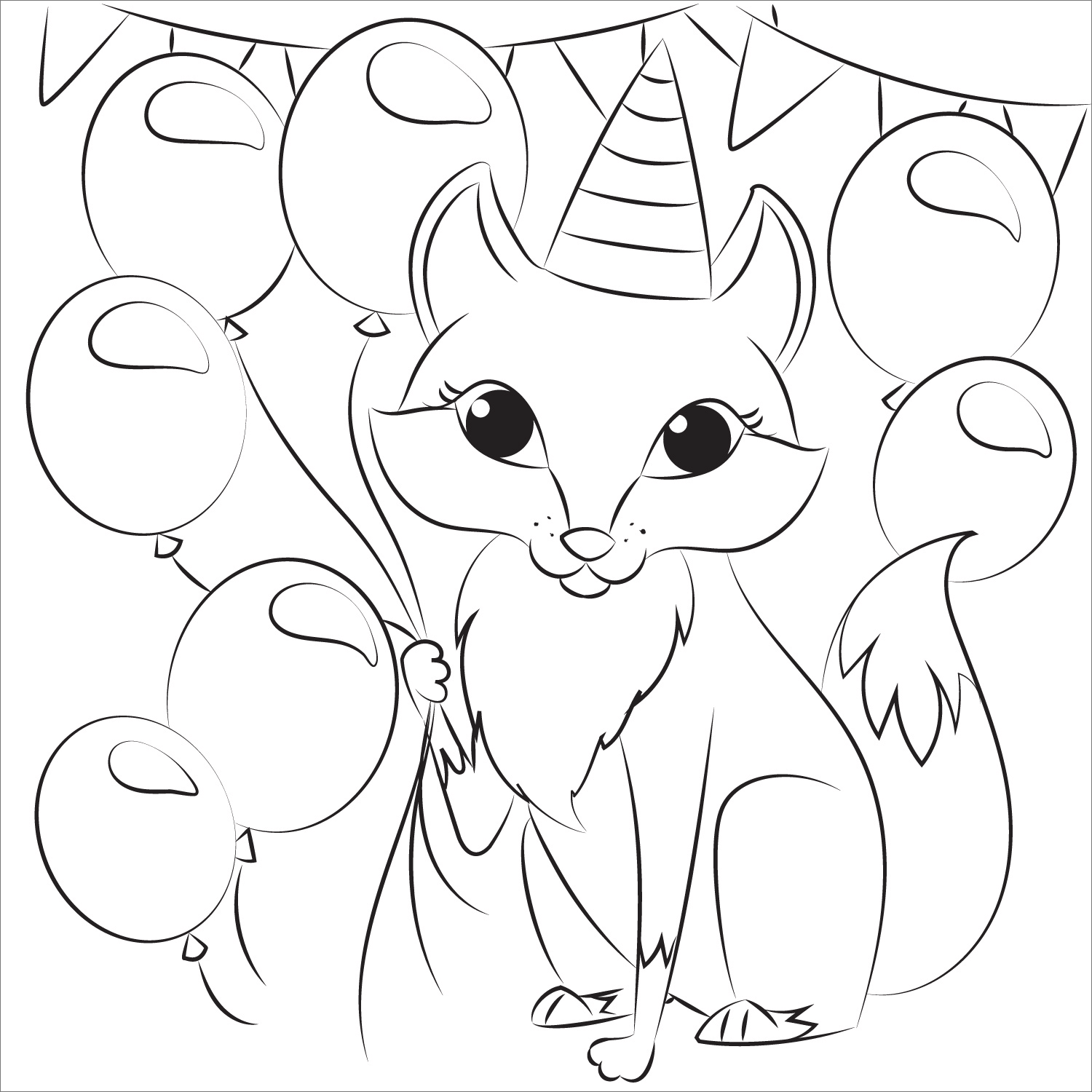 Foxs Birthday Coloring Page