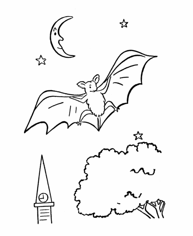 Free Printable Bat For Kids Coloring Page