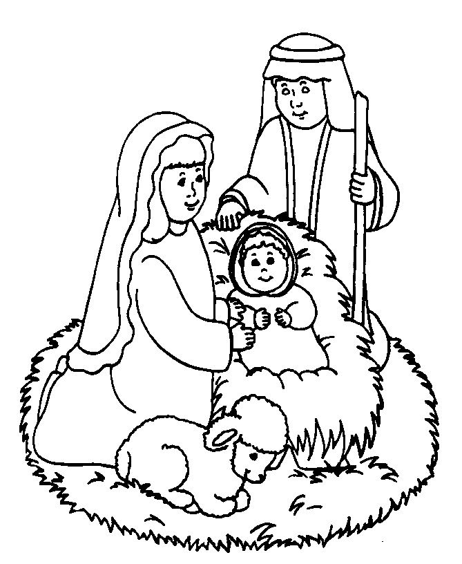 family Of Small Baby Jesus Coloring Page