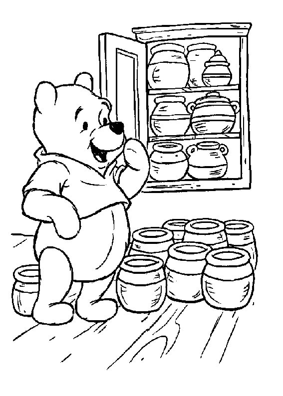 Baby Winnie The Pooh And The Honey Coloring Page