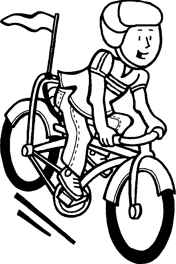 Riding Bicycle Online Coloring Page