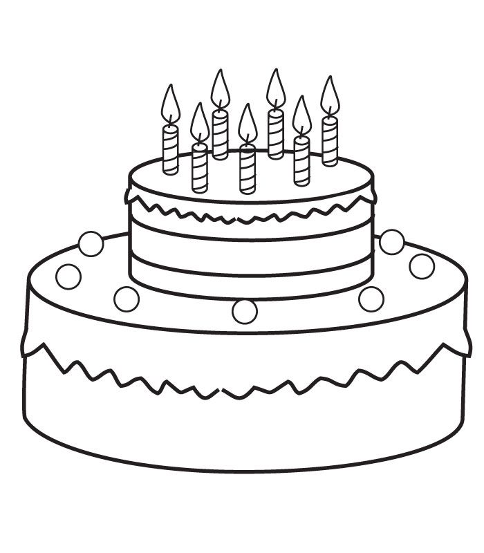 Free Birthday Cake With Two Parts For Kids Coloring Page