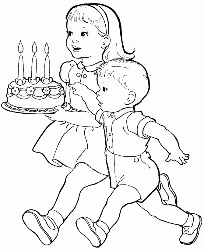 Free Birthday Cake For Boy Coloring Page