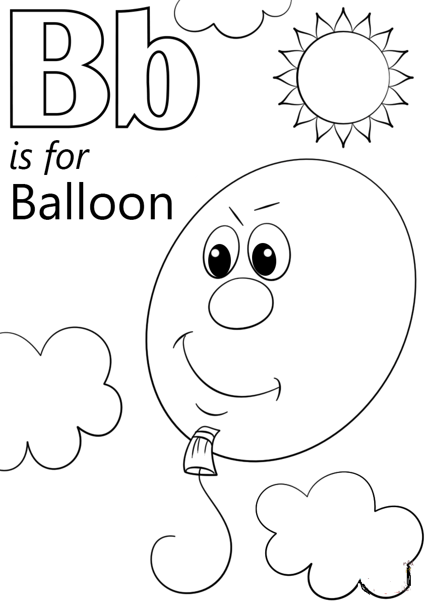 Letter B Is For Balloon Coloring Page