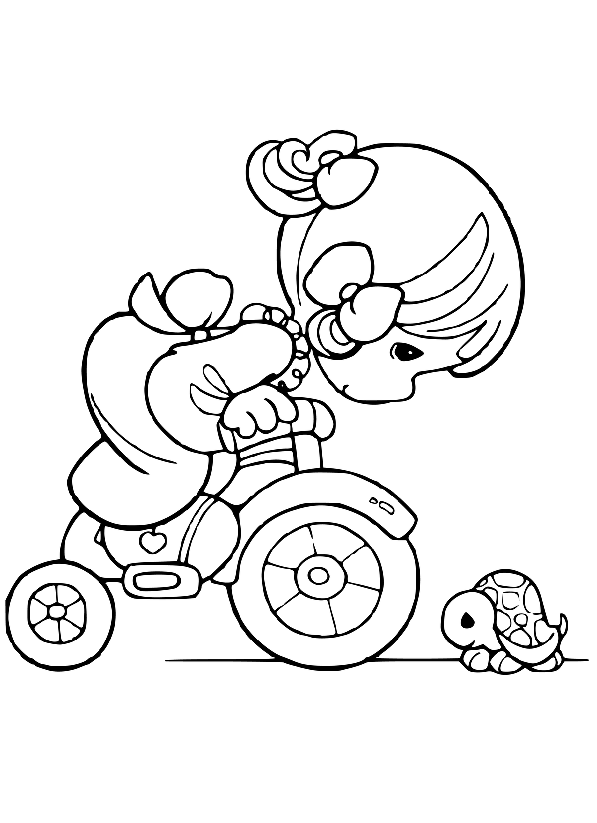 Girl And Bicycle Online Coloring Page