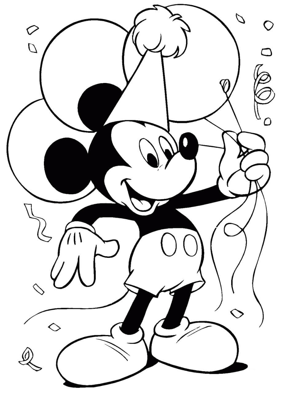 Micky Mouse With Ballons Coloring Page Coloring Page