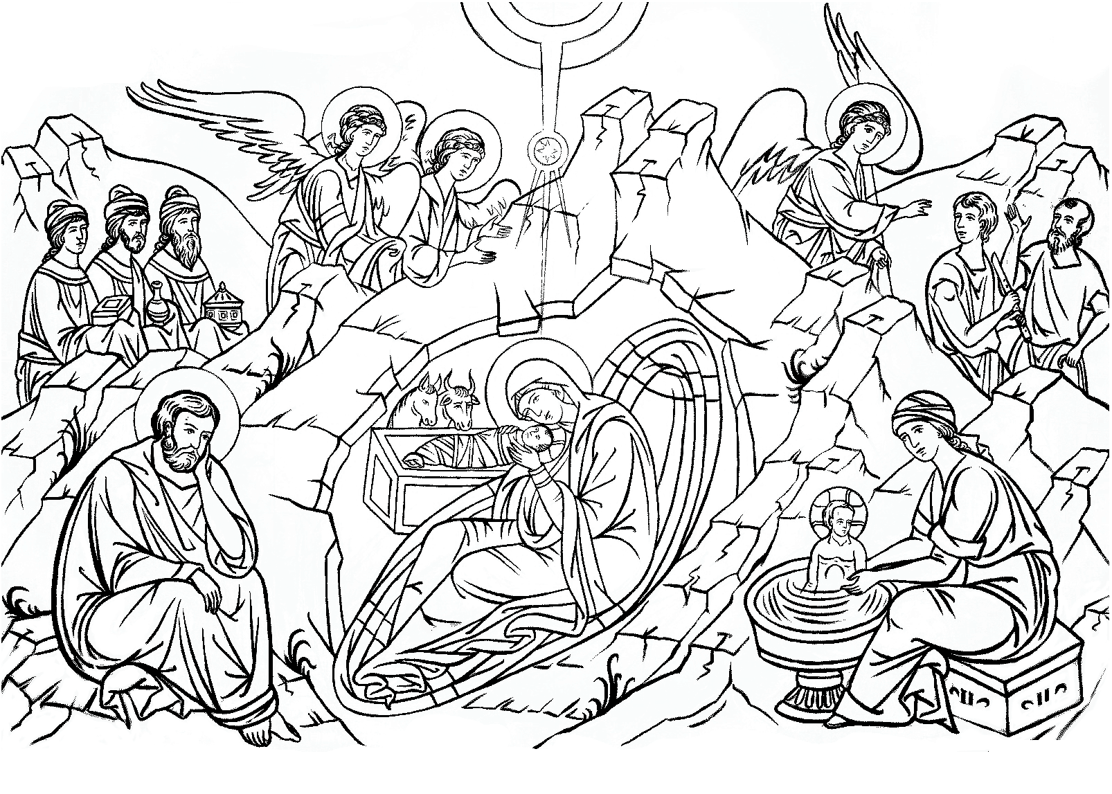 Baby Jesus Scene Coloring Page