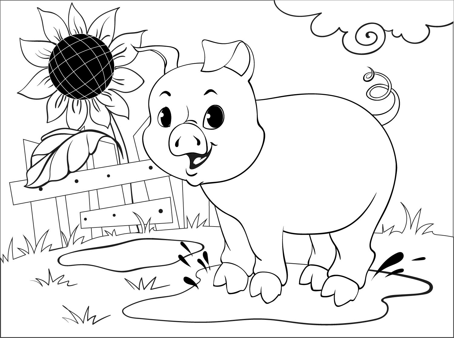 Nice Baby Pig Coloring Page
