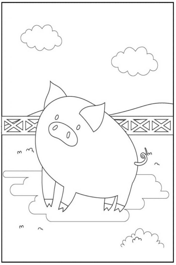Baby Pig In Nice Weather Coloring Pages