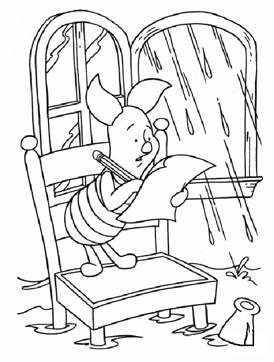 Baby Winnie The Pooh Playing Writing Coloring Page