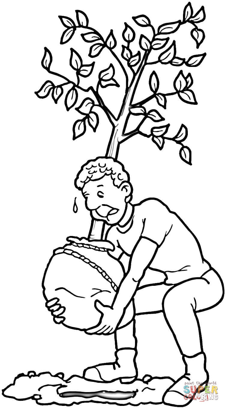 New Planting Tree Coloring Page