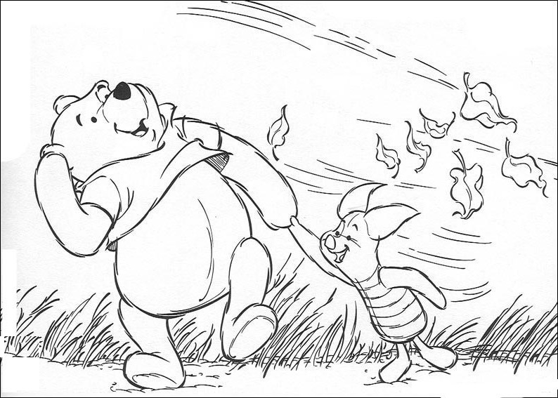 Baby Winnie The Pooh Playing In The Garden Coloring Page