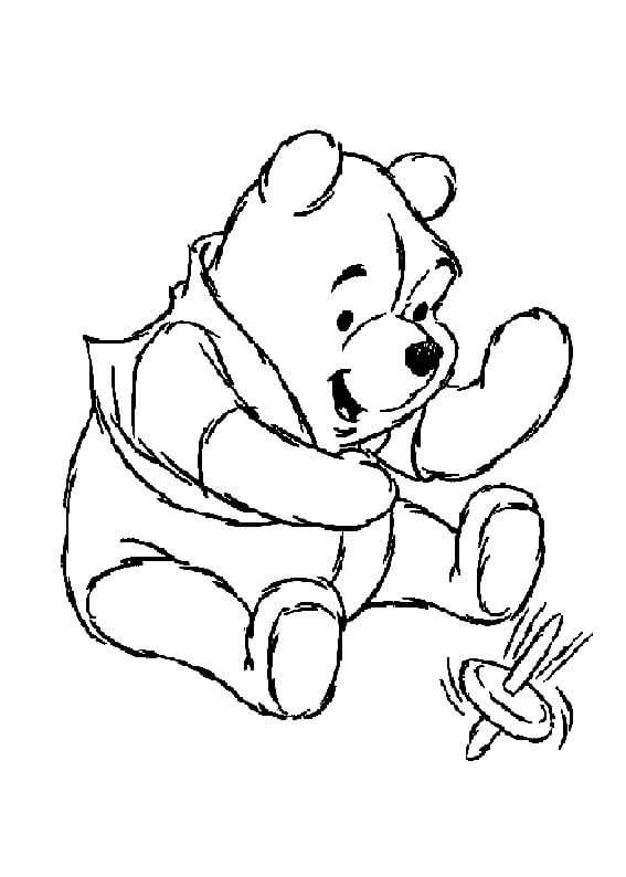 Playing Baby Winnie The Pooh Coloring Coloring Page