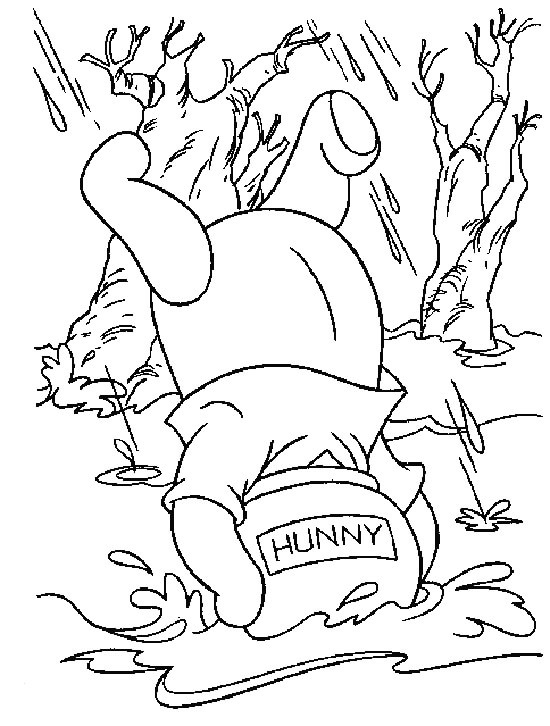 Baby Winnie The Pooh And His Honey Coloring Page