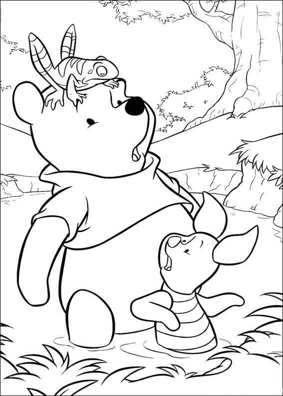 Baby Winnie The Pooh Frog And Piglet Coloring Page