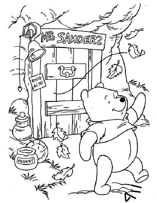 Baby Winnie The Pooh In Windy Day Coloring Page