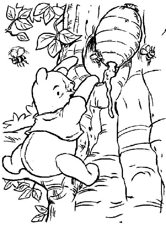 New Baby Winnie The Pooh Is Taking Some Honey Coloring Page