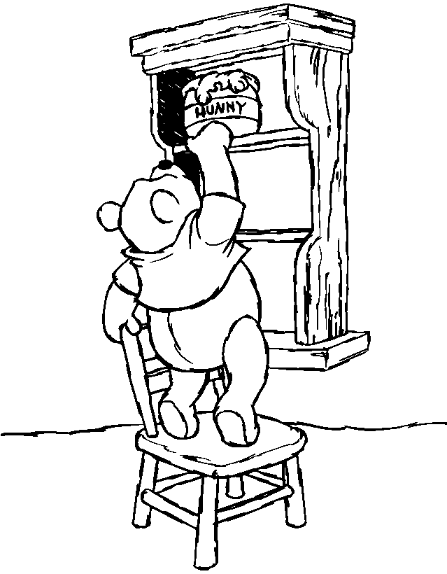 Baby Winnie The Pooh On A Chair Take Some Honey Coloring Page