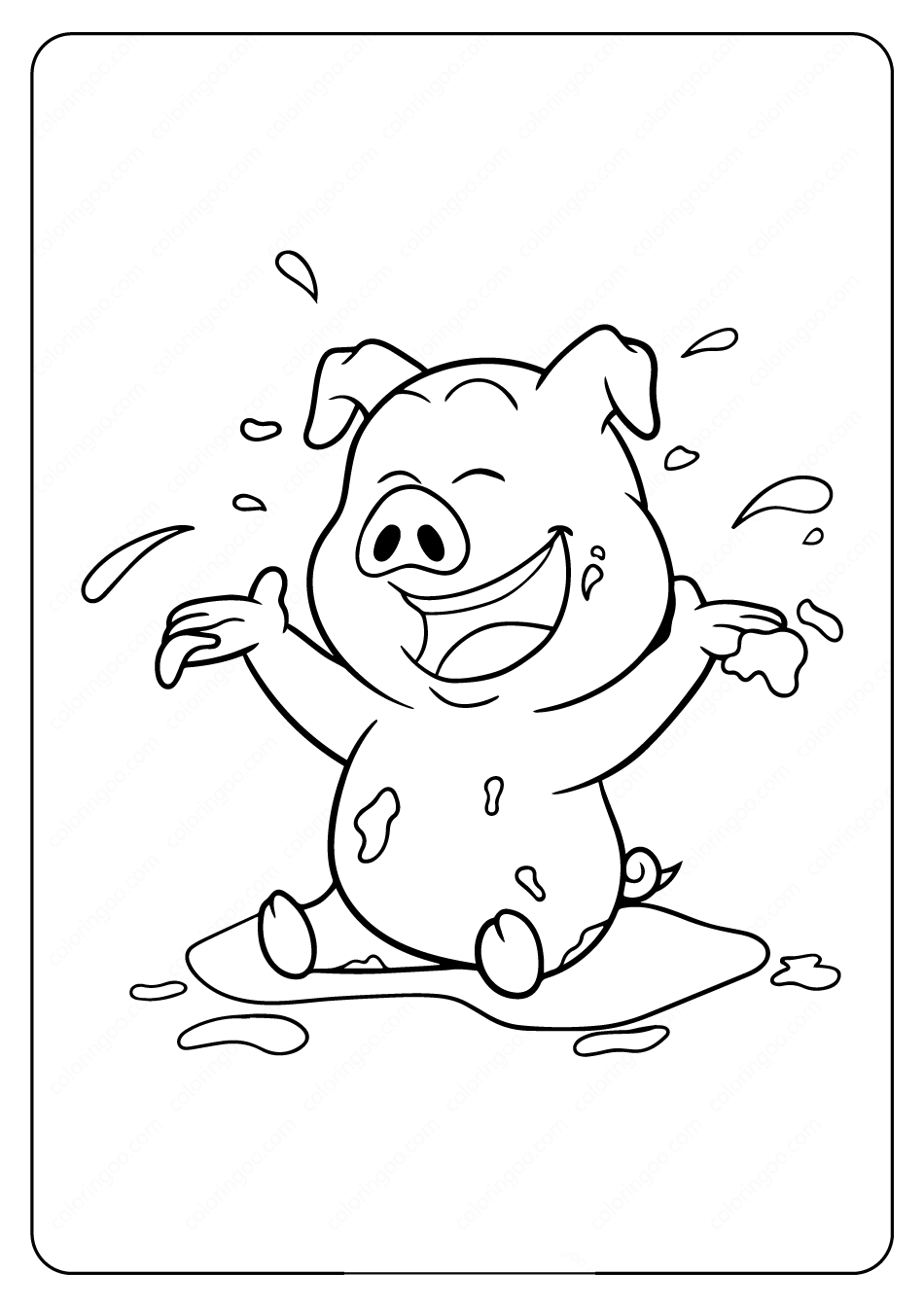 printable Baby Pig Play on Ground Loam Coloring Page