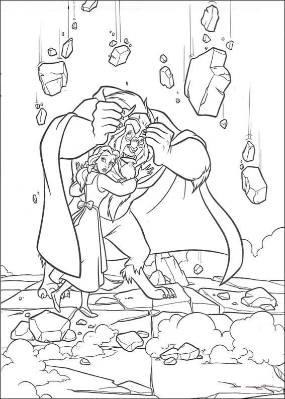 Belle Princess Protecting Coloring Page