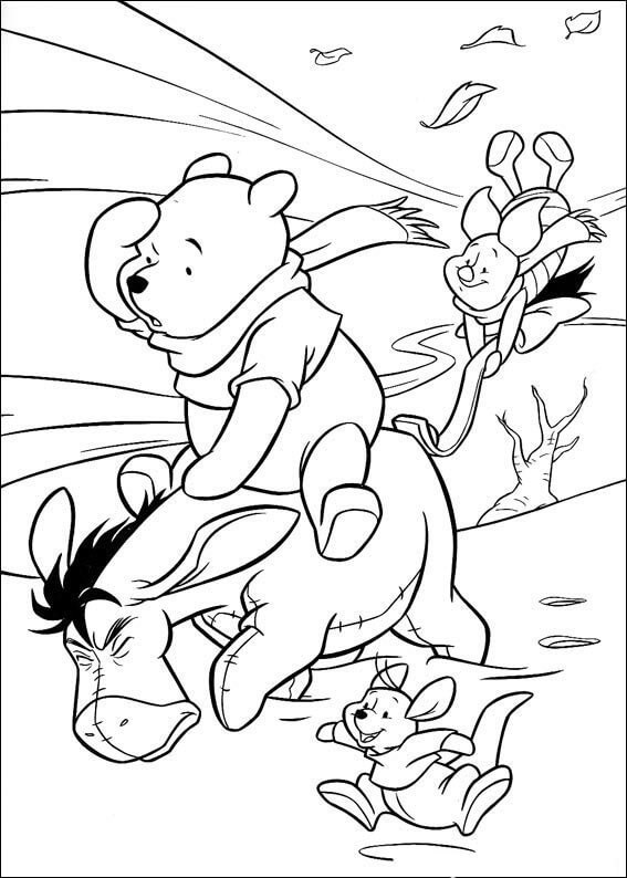Baby Winnie The Pooh Riding Pet Coloring Page