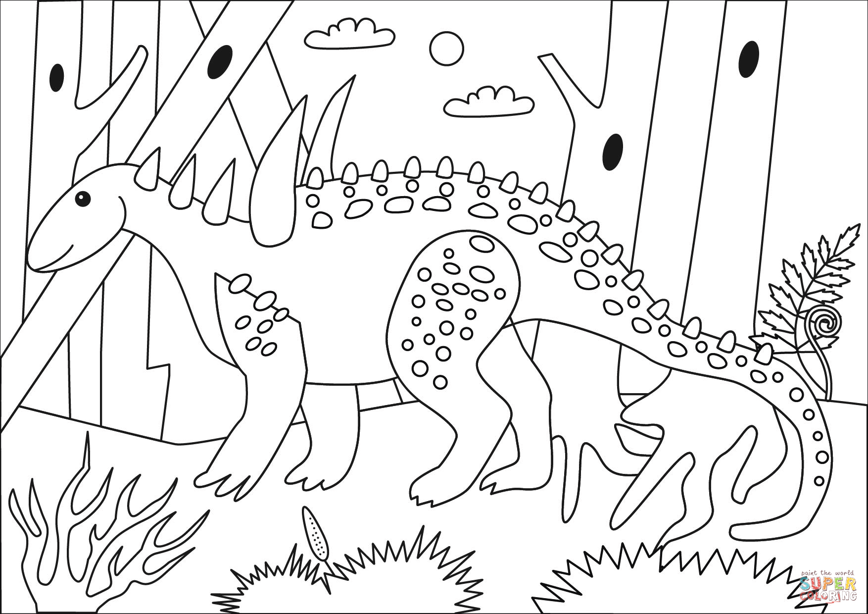 Sauropelta Dinosaur Ankylosaurus Coloring Page