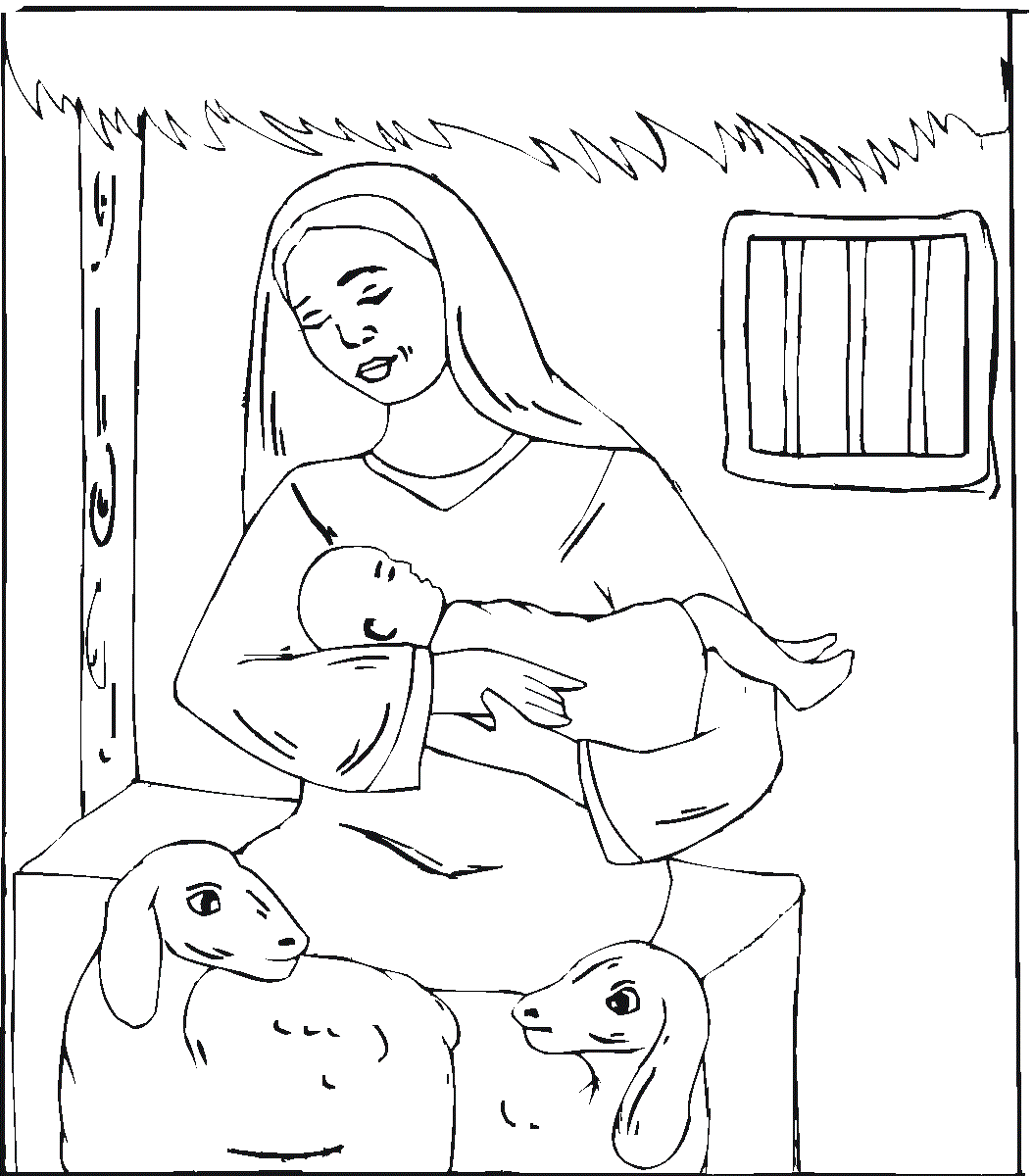 Sheep When Baby Jesus Born Coloring Page