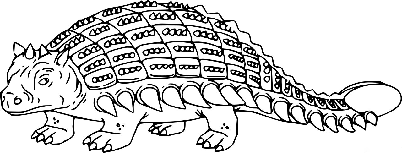 Simple Realistic Ankylosaurus Dinosaurus Coloring Page