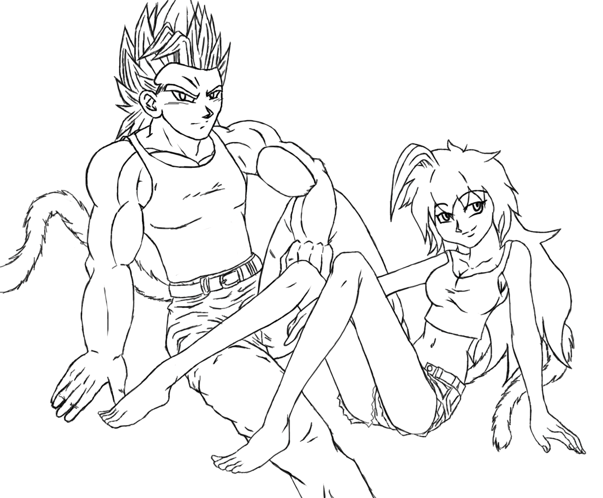 Super Saiyan With Lady Coloring Page