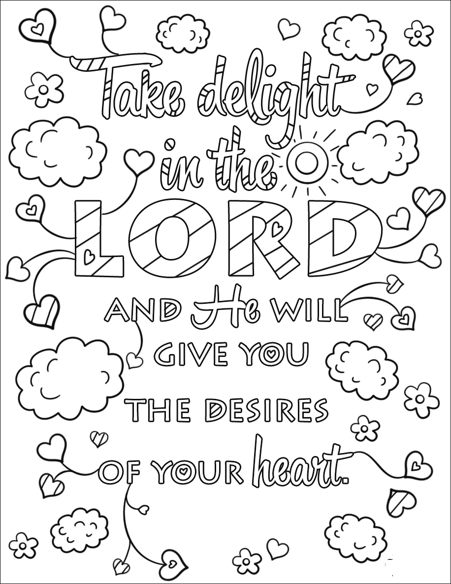Bible Verse Take Delight Coloring Page