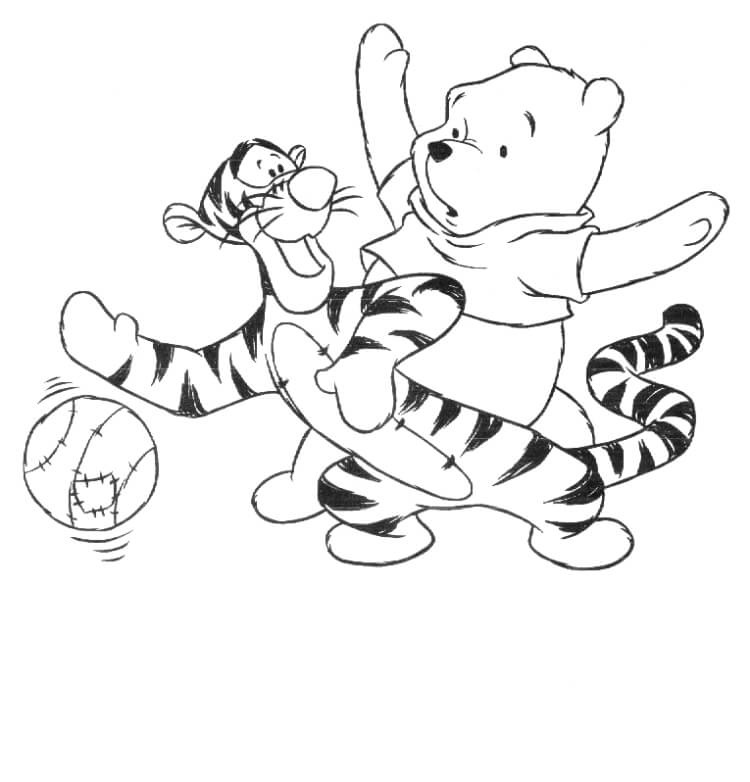 Tigger and Baby Winnie The Pooh Coloring Page